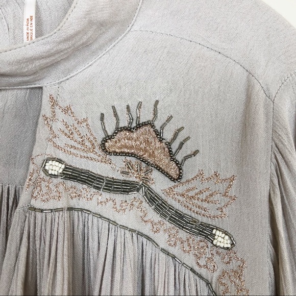 Free People Boho Embellished Oversized Flowy Top S - Picture 4 of 8